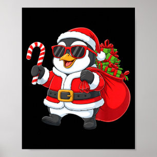 Funny Penguin Christmas Santa Outfit Xmas Boys Gir Poster