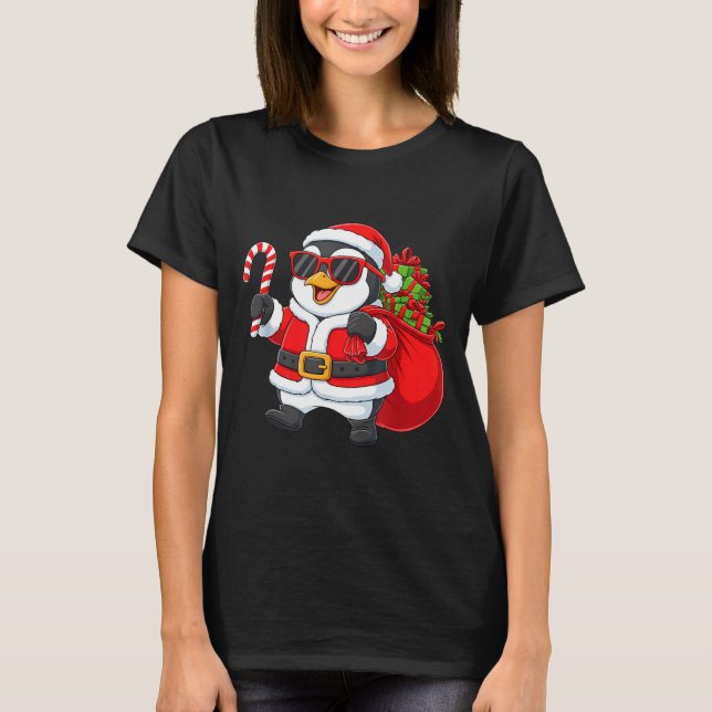 Funny Penguin Christmas Santa Outfit Xmas Boys Gir T-Shirt (Front)