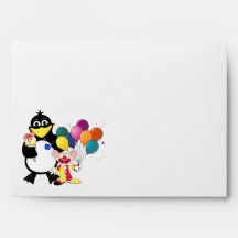 Funny penguin & clown cartoon