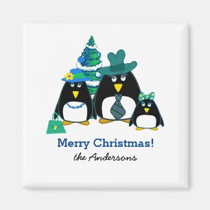 Funny Penguin Family Christmas Gift Magnets