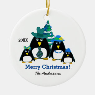 Funny Penguin Family Custom Christmas Ornaments