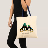 Funny Penguin Family of 4 Christmas Gift Tote Bags (Front (Product))