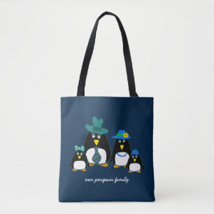 Funny Penguin Family of 4 Christmas Gift Tote Bags