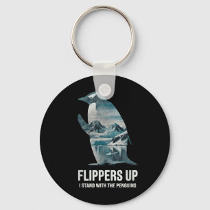 Funny Penguin Flippers Up I Stand With The Penguin Key Ring