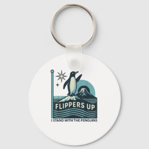 Funny Penguin Flippers Up I Stand With The Penguin Key Ring