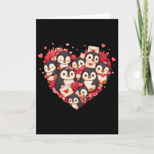 Funny Penguin Heart Valentine Penguin Womens Mens Card