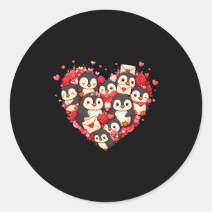 Funny Penguin Heart Valentine Penguin Womens Mens Classic Round Sticker