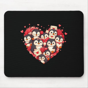Funny Penguin Heart Valentine Penguin Womens Mens Mouse Mat