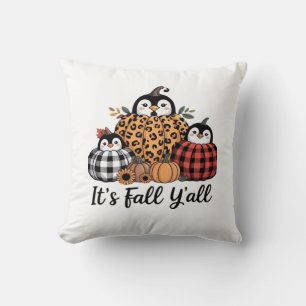 Funny Penguin It’s Fall Y’all Thanksgiving Lover Cushion
