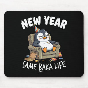 Funny Penguin Joke Humor Quote New Year Same Baka  Mouse Mat