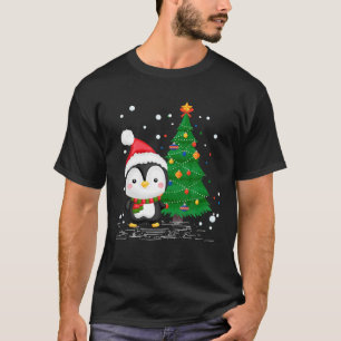 Funny Penguin Lover Gift Santa Hat Penguin Christm T-Shirt