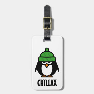 Funny penguin luggage tag Whimsical animal image