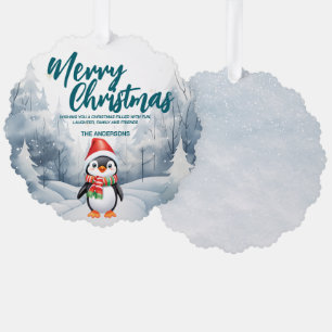 Funny Penguin Merry Xmas tree snow Holiday  Decoration Card