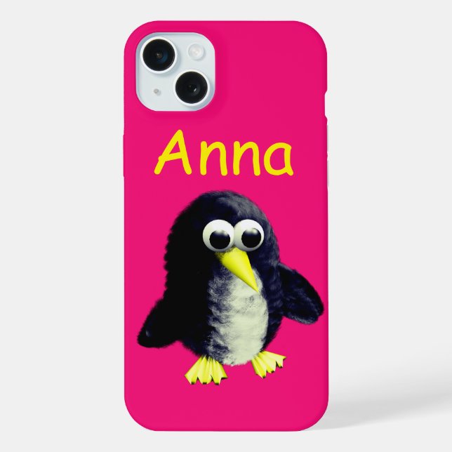 Funny penguin, personalised  iPhone case (Back)