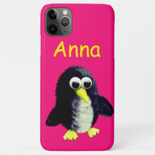 Funny penguin, personalised luggage tag iPhone 11 pro max case