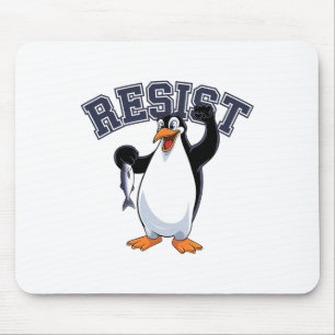 Funny Penguin Protest Tee Resist Penguin Holding F Mouse Mat