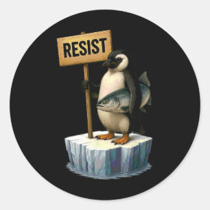 Funny Penguin Resist Cool Penguins Resist 2 Classic Round Sticker