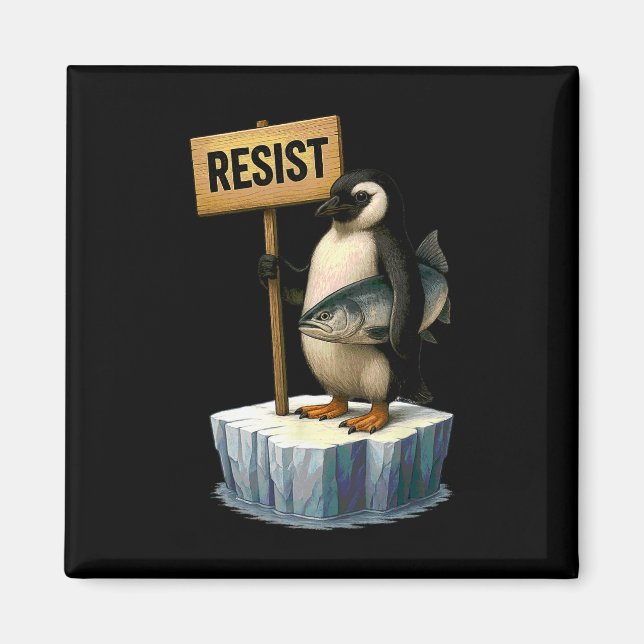 Funny Penguin Resist Cool Penguins Resist 2  Magnet (Front)