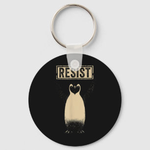 Funny Penguin Resist Cool Penguins Vintage Protest Key Ring