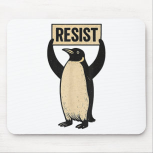 Funny Penguin Resist Cool Penguins Vintage Protest Mouse Mat