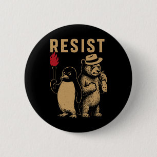 Funny Penguin Resist Penguins Protest Against Tari 6 Cm Round Badge