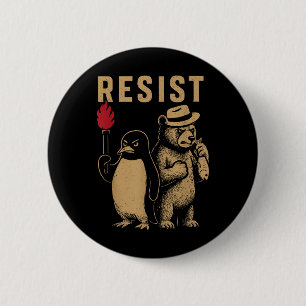 Funny Penguin Resist Penguins Protest Against Tari 6 Cm Round Badge