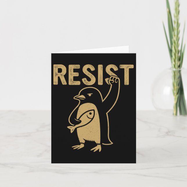 Funny Penguin Resist Penguins Protest Against Tari Card (Front)