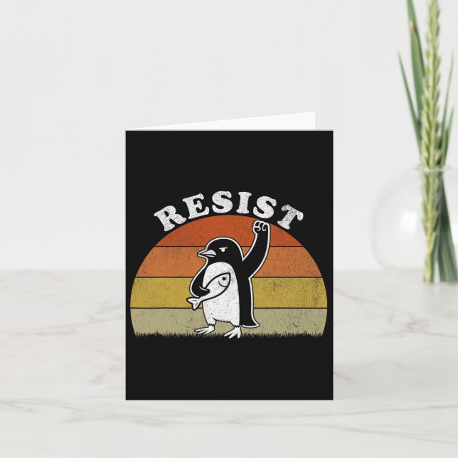 Funny Penguin Resist Penguins Protest Against Tari Card (Front)