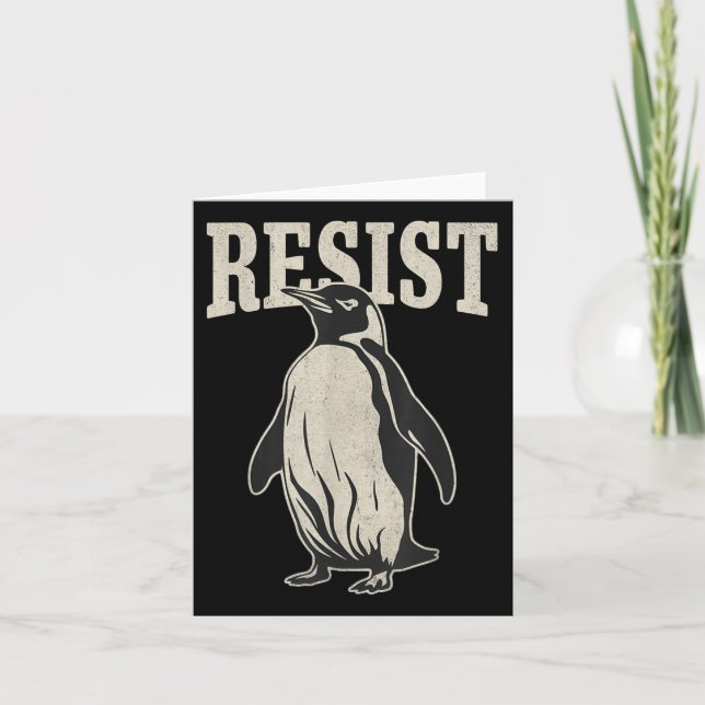 Funny Penguin Resist Penguins Protest Against Tari Card (Front)