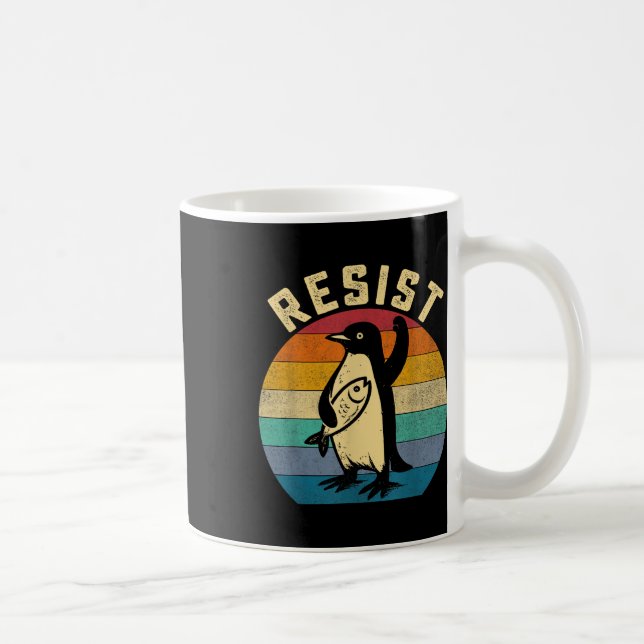 Funny Penguin Resist Penguins Protest Against Tari Coffee Mug (Right)