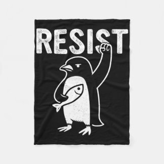 Funny Penguin Resist Penguins Protest Against Tari Fleece Blanket