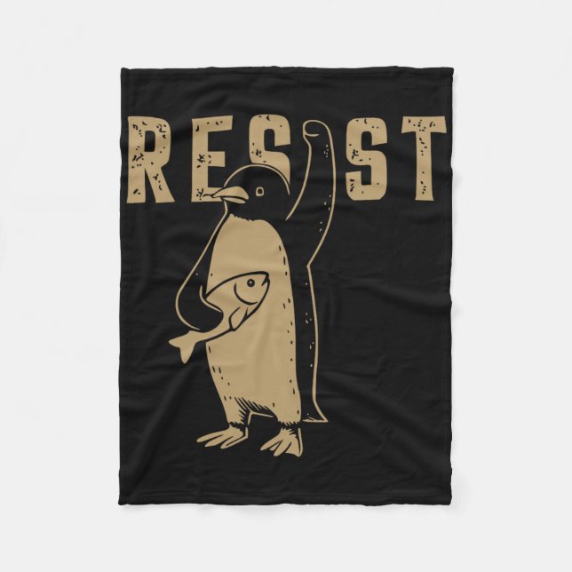Funny Penguin Resist Penguins Protest Against Tari Fleece Blanket (Front)