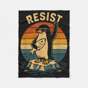 Funny Penguin Resist Penguins Protest Against Tari Fleece Blanket