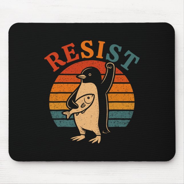 Funny Penguin Resist Penguins Protest Against Tari Mouse Mat (Front)