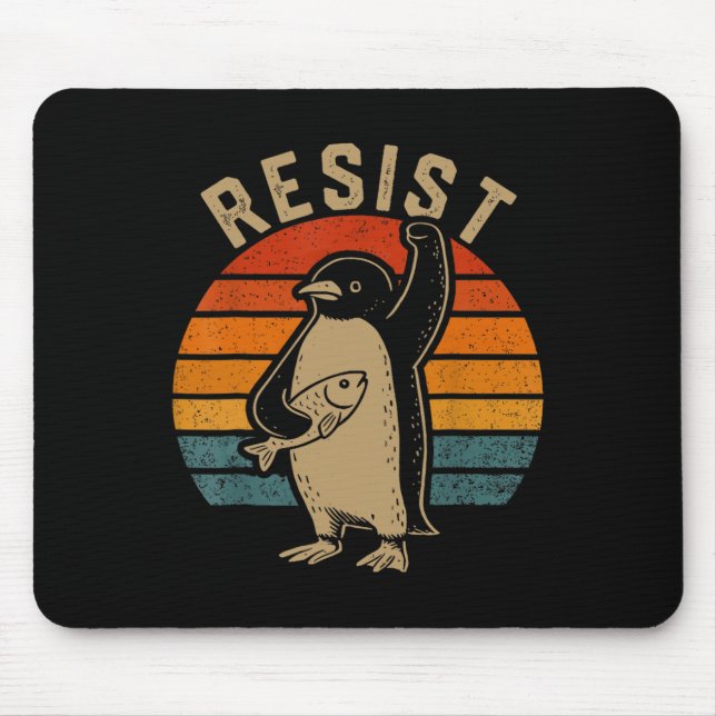Funny Penguin Resist Penguins Protest Against Tari Mouse Mat (Front)