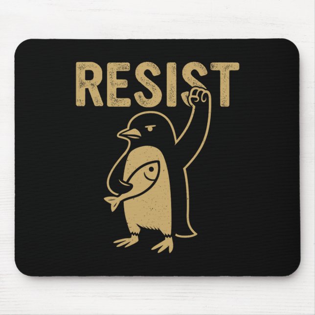 Funny Penguin Resist Penguins Protest Against Tari Mouse Mat (Front)