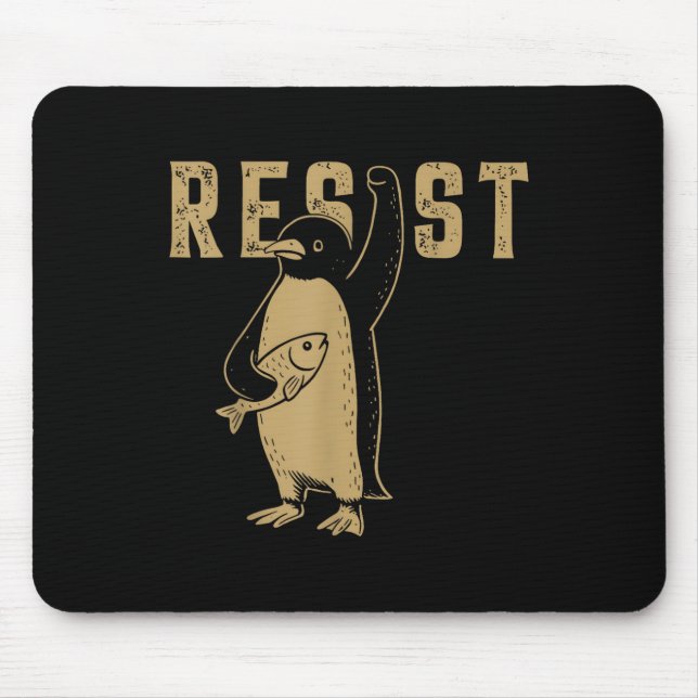 Funny Penguin Resist Penguins Protest Against Tari Mouse Mat (Front)