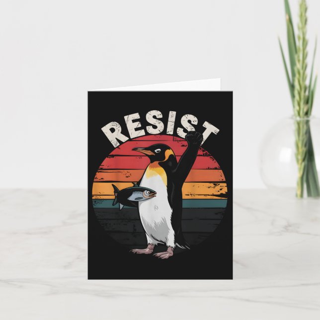 Funny Penguin Resist Protest Against Tariffs Humou Card (Front)