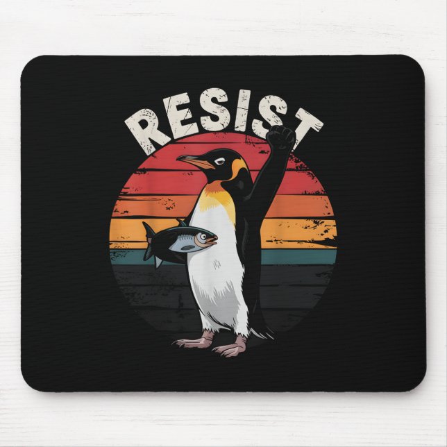 Funny Penguin Resist Protest Against Tariffs Humou Mouse Mat (Front)