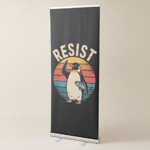 Funny Penguin Resist Protest Against Tariffs Retractable Banner
