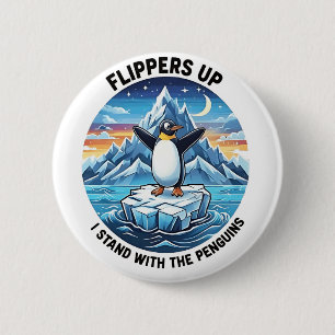 Funny Penguin Resist Protest Against Tarrifs  6 Cm Round Badge