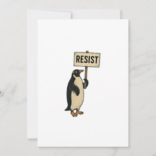 Funny Penguin Resist Protest Against Tarrifs  Holiday Card