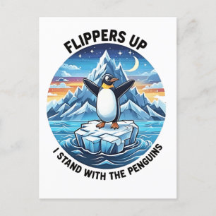Funny Penguin Resist Protest Against Tarrifs  Invitation Postcard