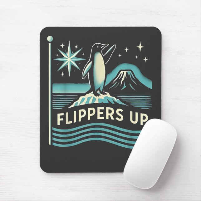 Funny Penguin Resist Protest Against Tarrifs  Mouse Mat (With Mouse)