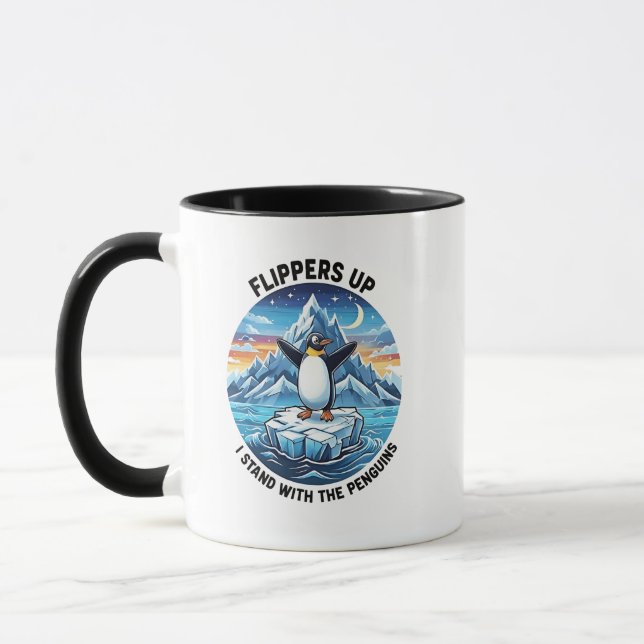 Funny Penguin Resist Protest Against Tarrifs  Mug (Left)
