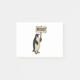 Funny Penguin Resist Protest Against Tarrifs Post-it Notes
