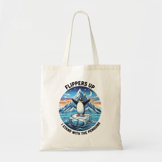 Funny Penguin Resist Protest Against Tarrifs  Tote Bag (Front)