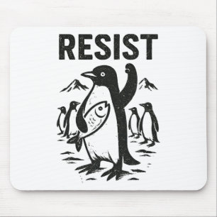 Funny Penguin Resist Vintage Design Mouse Mat