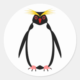Funny penguin rockhopper or macaroni classic round sticker