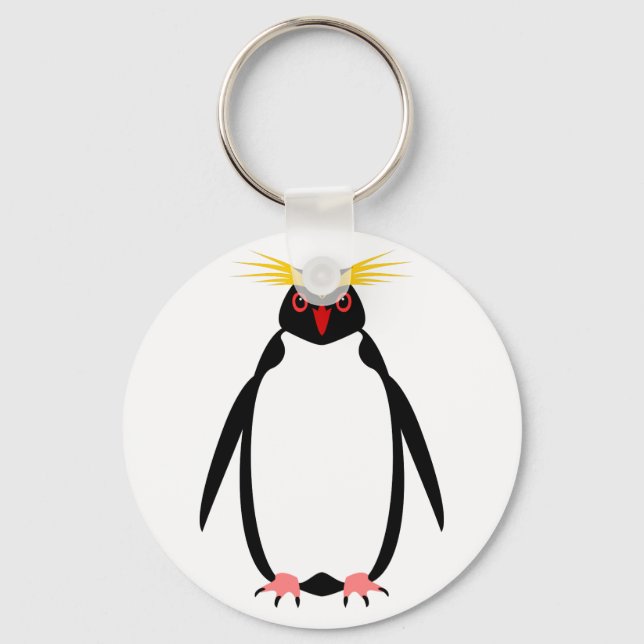 Funny penguin rockhopper or macaroni key ring (Front)